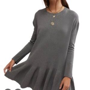 NWT free people long sleeve grey sweater dress